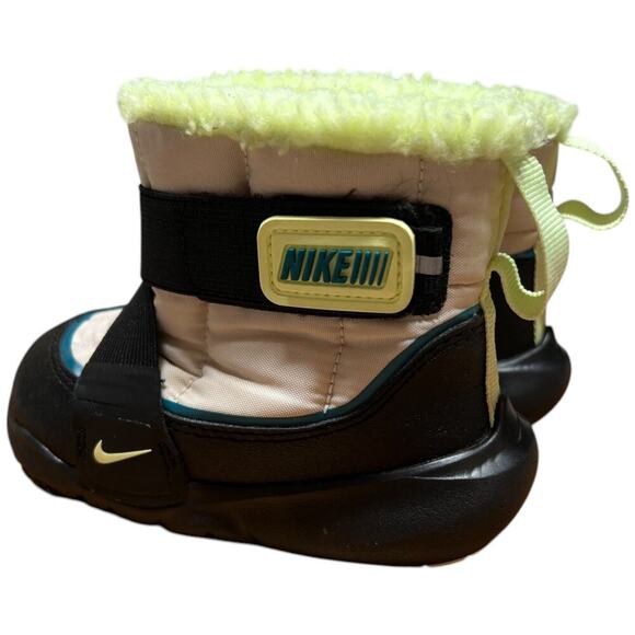 NIKE Flex Advance Winter Snow Boot 6C Toddler Cream Black Lime Green - Picture 3 of 12